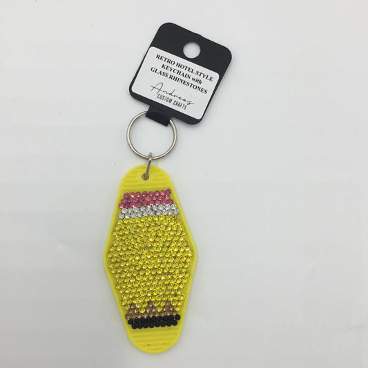 Pencil Rhinestone Retro Keychain