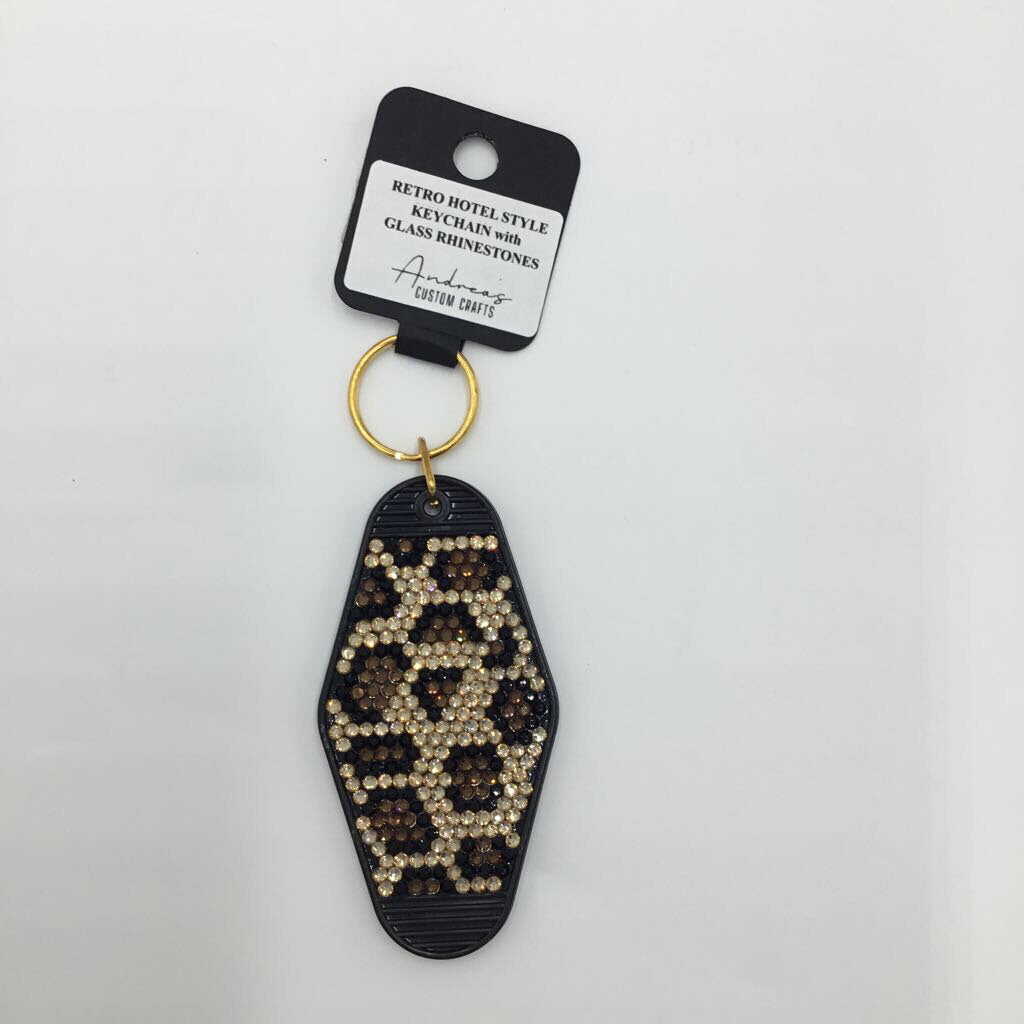 Leopard Print Rhinestone Retro Keychain