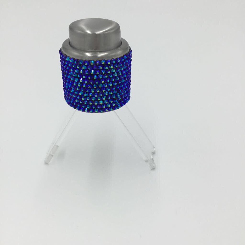 Metallic Blue Rhinestone Stainless Steel Wine Stopper