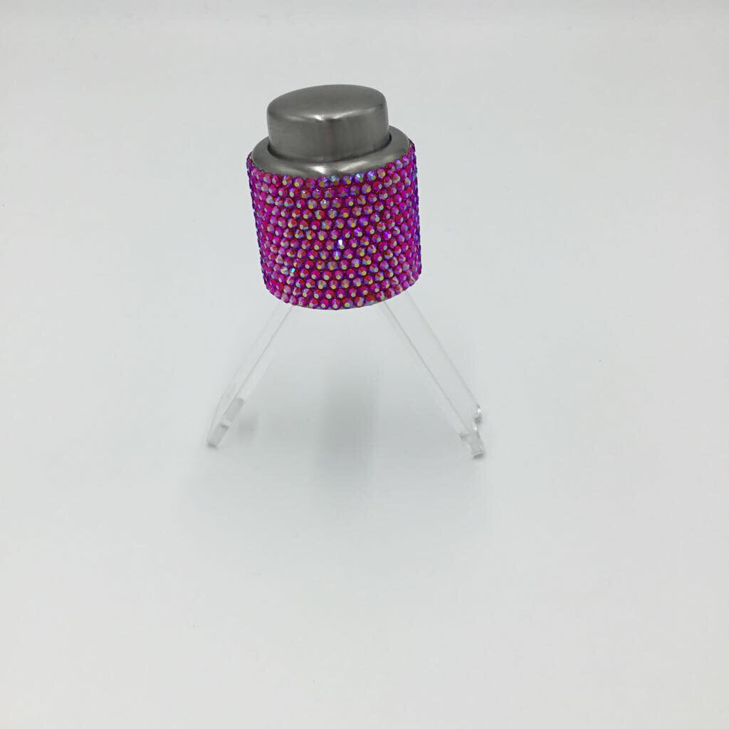 Light Red AB Rhinestoned Stainless Steel Wine Stopper