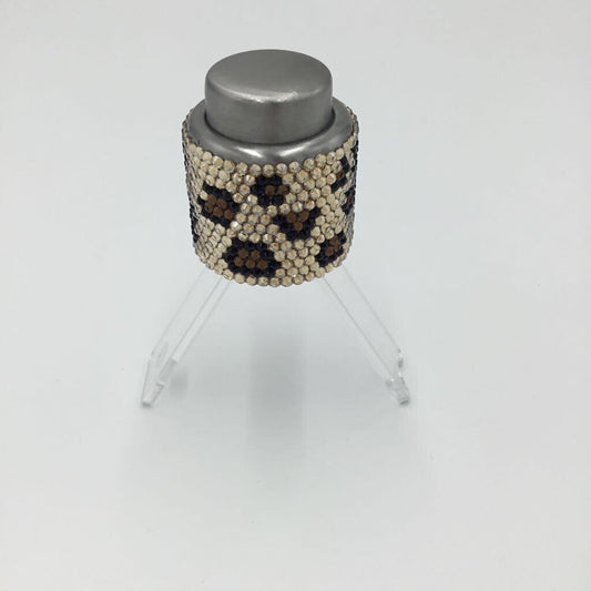 Leopard Print Rhinestoned Stainless Steel Wine Stopper