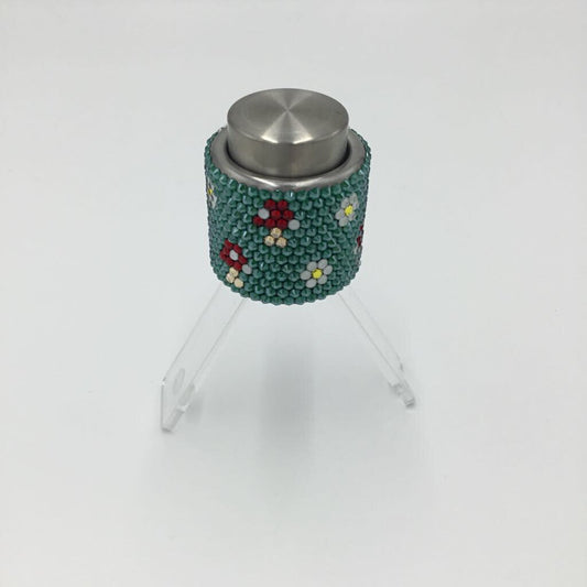 Mushroom & Daisy Rhinestoned Stainless Steel Wine Stopper