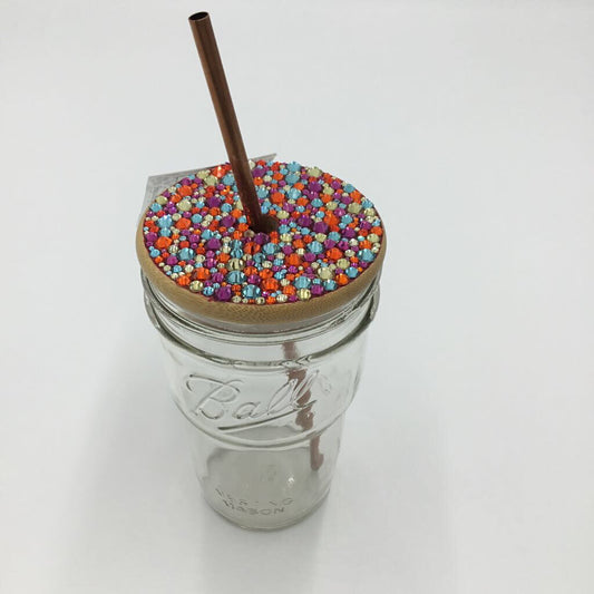 Moroccan Flair Rhinestone 16oz Mason Jar Tumbler Wide Mouth