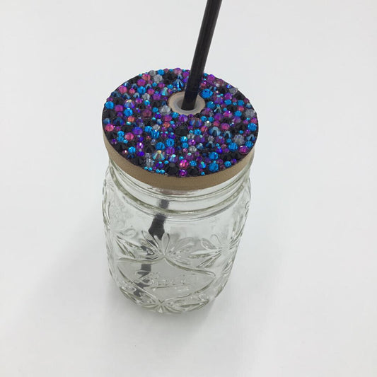 Galaxy Rhinestone 16oz Mason Jar Tumbler Regular Mouth