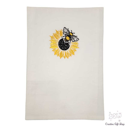 Bee Sunflower Embroidered Towel