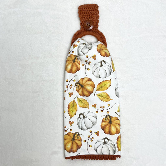 Hanging Towel Set - Orange & White Pumpkins