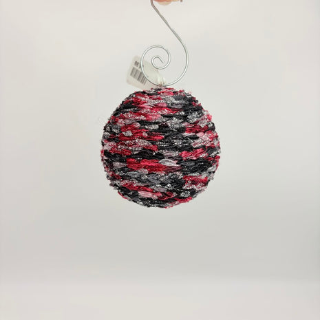 mini ornament crocheted red black and silver