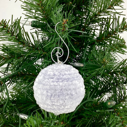 mini ornament crocheted blue grey velvet