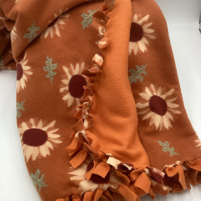 Fleece blanket orange sunflower
