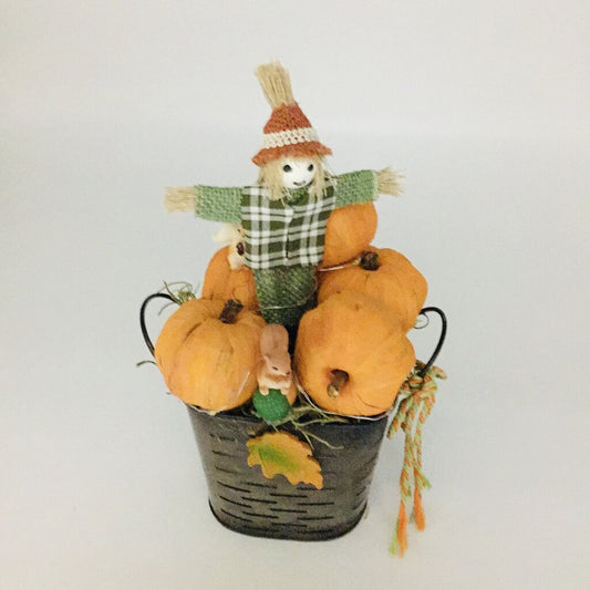 25.00 pumpkin scarecrow metal basket