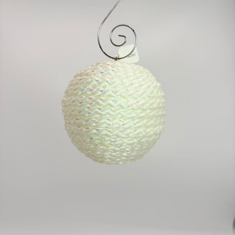 Shatterproof Christmas ornament irridescent macrame