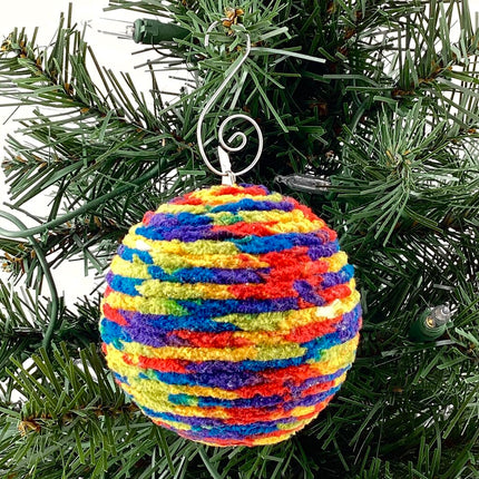Shatterproof Christmas ornament crochet velvet rainbow
