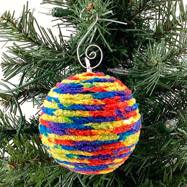 Shatterproof Christmas ornament crochet velvet rainbow