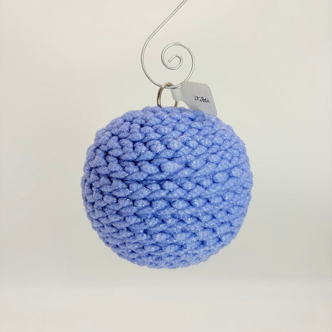 Shatterproof Christmas ornament crochet periwinkle blue sparkle