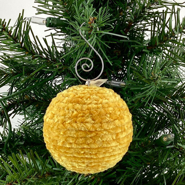 Shatterproof christmas ornament crochet mustard