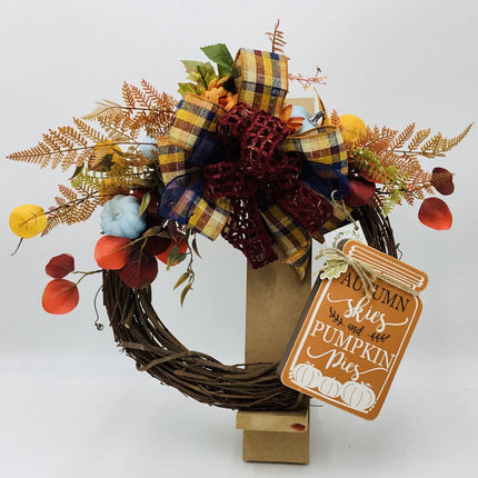 Wreath, Fall Pumpkin PIes & Autumn Skies