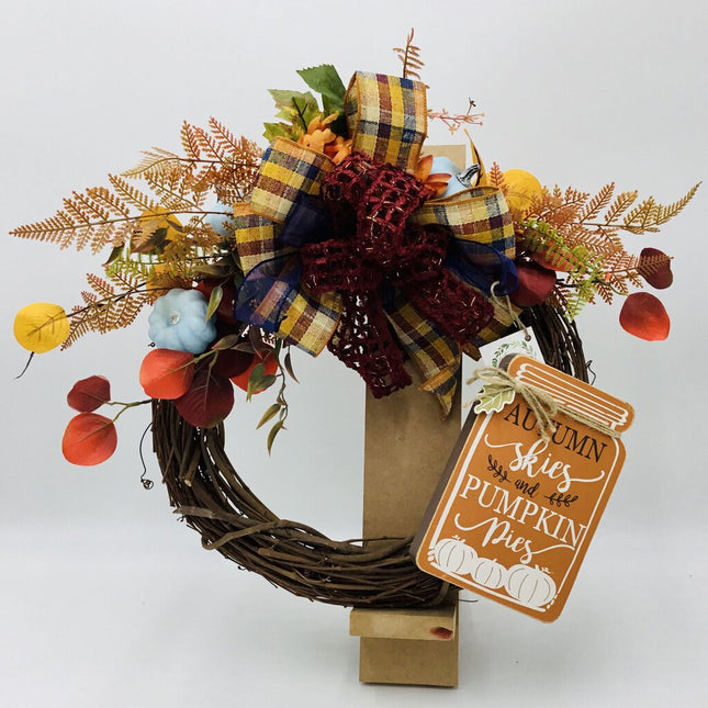 Wreath, Fall Pumpkin PIes & Autumn Skies