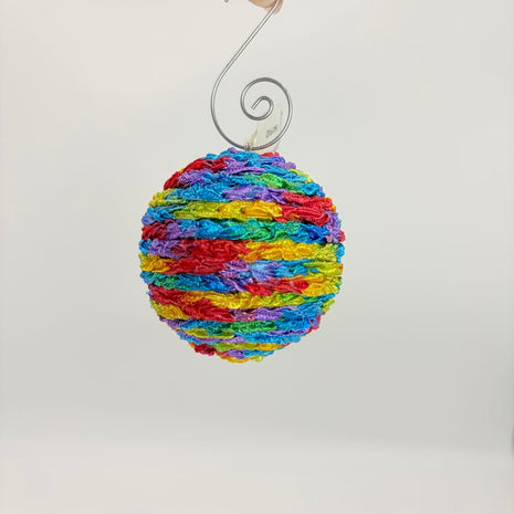 Mini Shatterproof Christmas ornament rainbow crochet