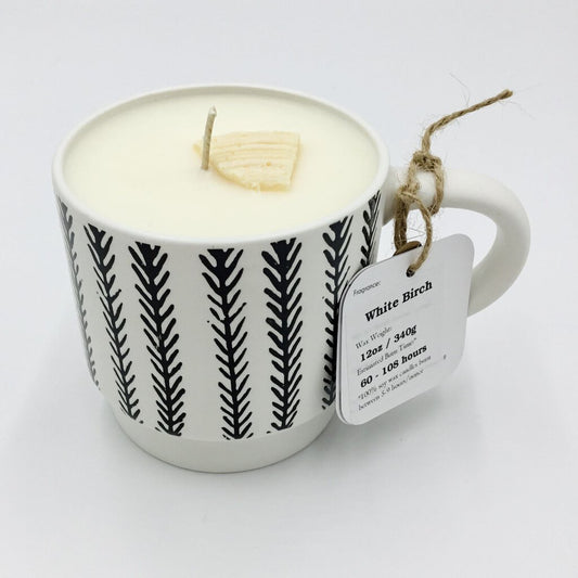 WHITE BIRCH - Mug Candle (Sweater style mug) - 100% Soy Wax