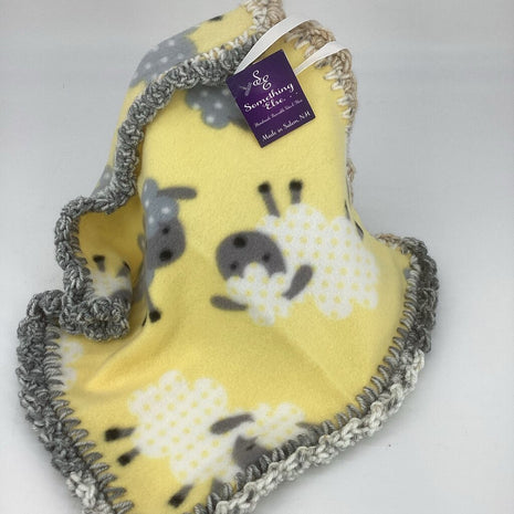 Fleece Lovey yellow lamb w/gray