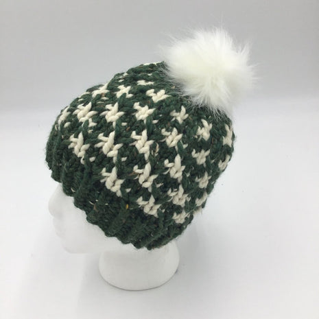 Hat Green Speckle and White Diamond