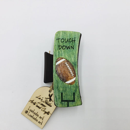 Hair Claw Lg - Football Touch Down