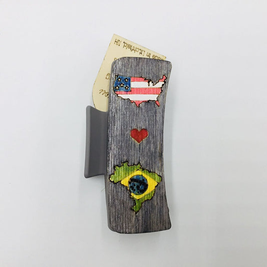 Hair Claw Lg - USA heart Brazil map flag