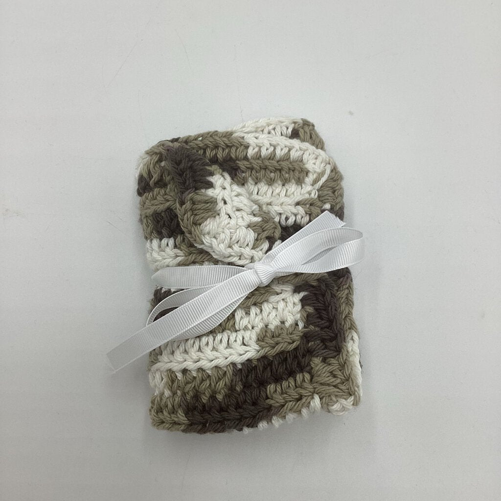 Cotton Dishcloth Tan brown white