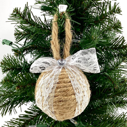 Shatterproof ornament Jute and lace