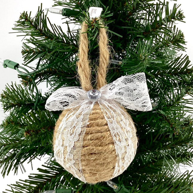 Shatterproof ornament Jute and lace