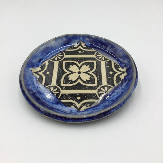 Blue and Black Small Round Plate