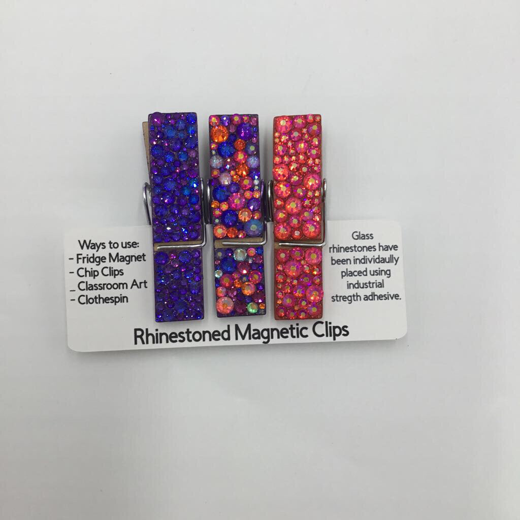 Florida Sunset 3 Piece Set Rhinestone Magnet Clips