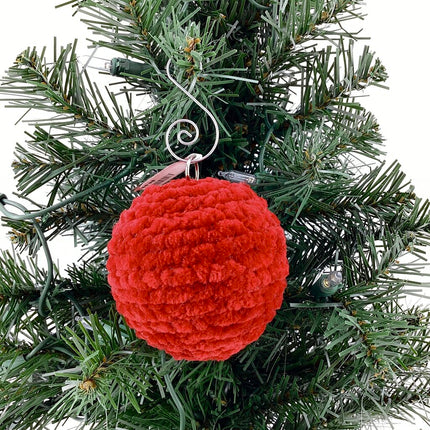 Bright Red crochet shatterproof ornament