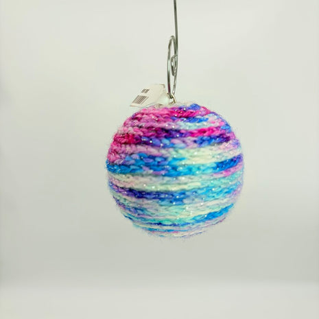 Mini pink purple teal sparkle crochet shatterproof ornament