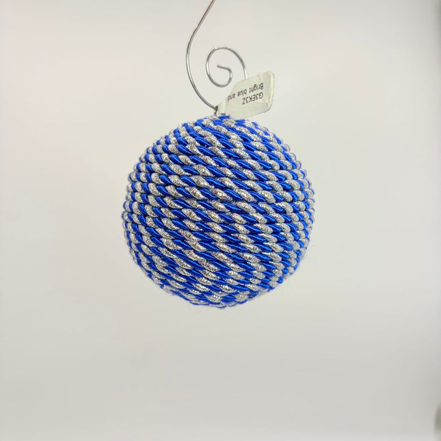 Bright blue and silver sparkle shatterproof ornament