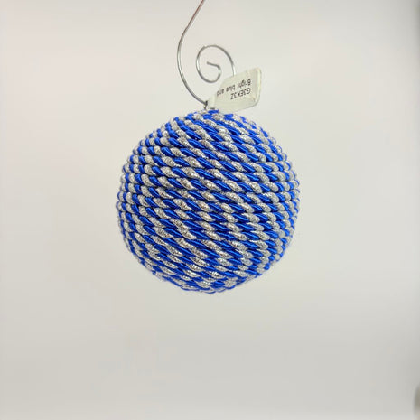 Bright blue and silver sparkle shatterproof ornament