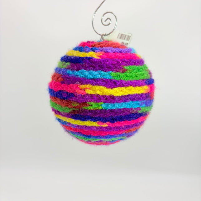 Rainbow crochet shatterproof ornament
