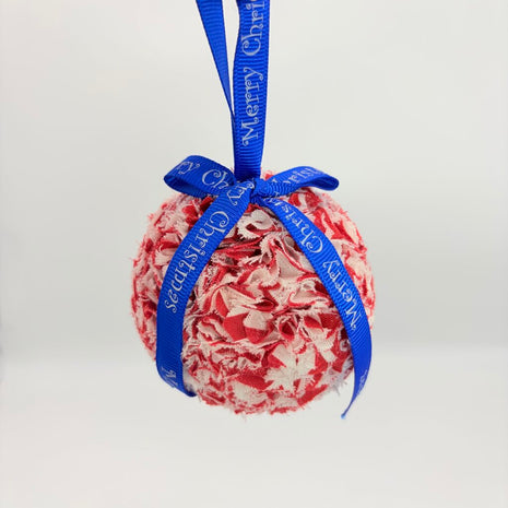 Red white and blue fabric shatterproof ornament