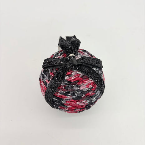 Red black and silver sparkle shatterproof ornament