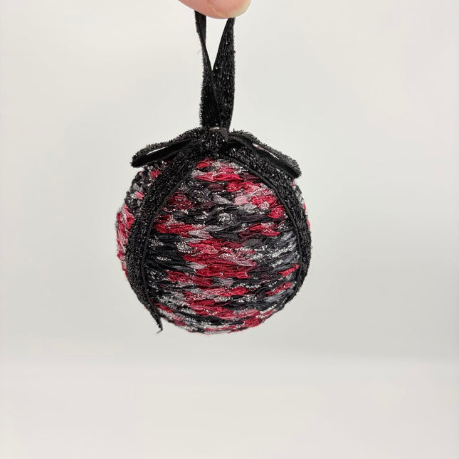 Red black and silver sparkle shatterproof ornament