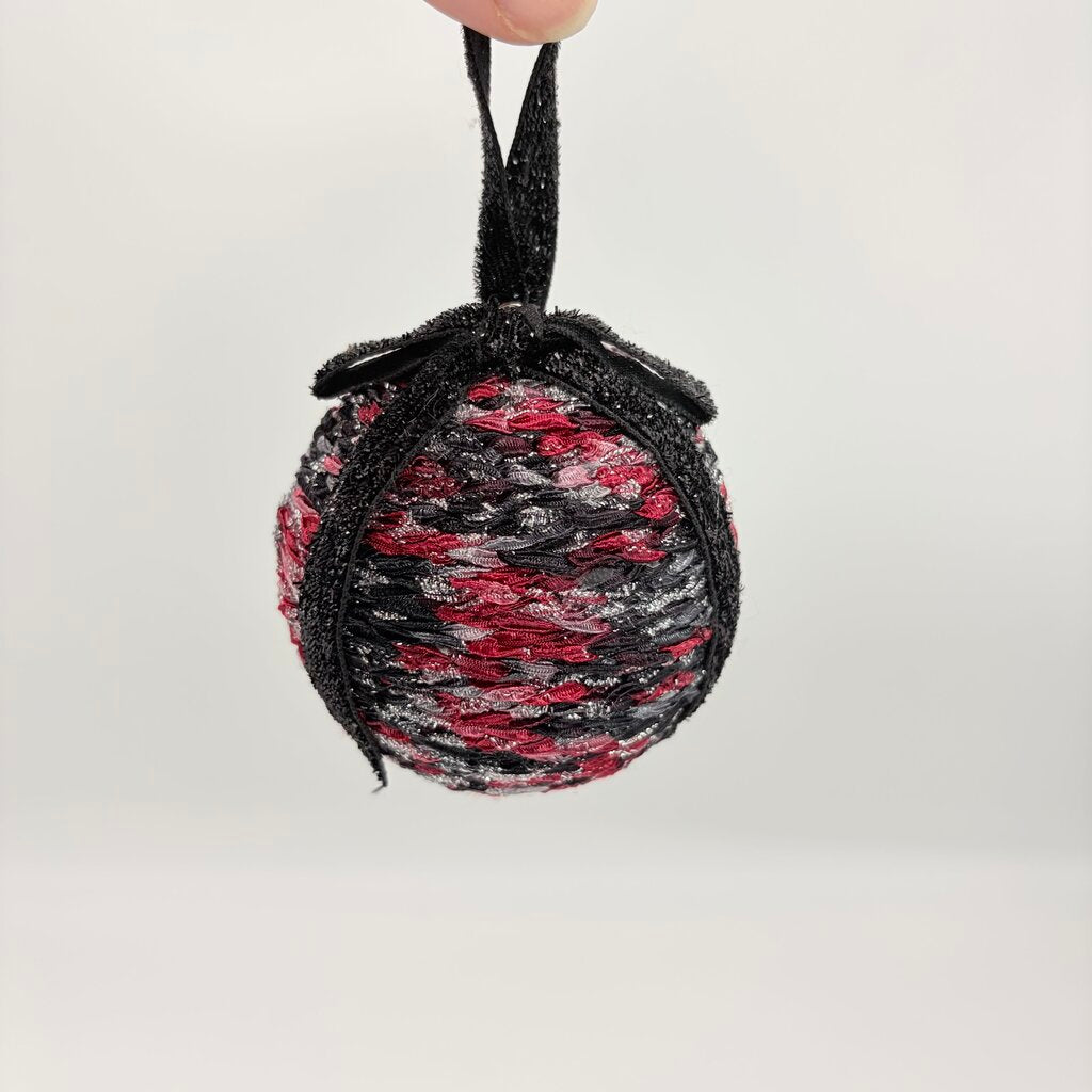 Red black and silver sparkle shatterproof ornament