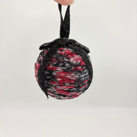Red black and silver sparkle shatterproof ornament