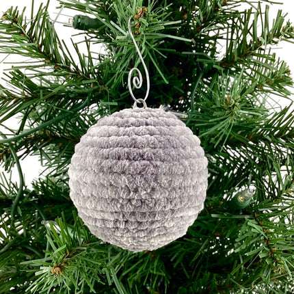 Grey crochet shatterproof ornament