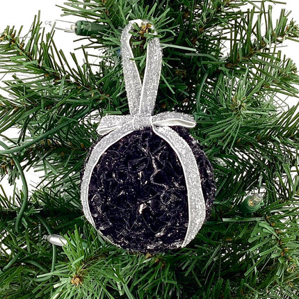 Black and silver fabric shatterproof ornament
