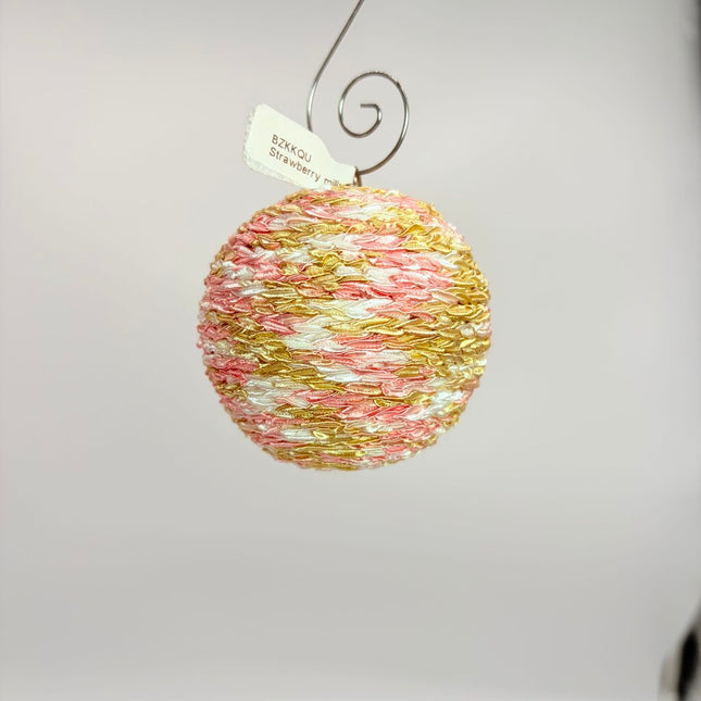 Strawberry milk crochet shatterproof ornament
