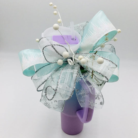 Tumbler Topper, Icicle Ribbon with Snowflakes Ombre