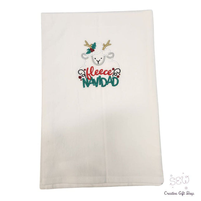 Fleece Navidad Embroidered Towel