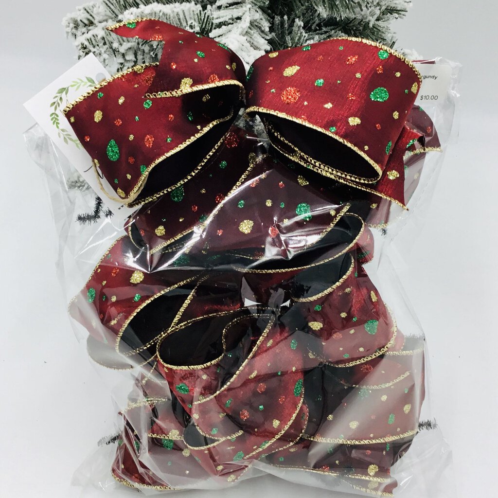 BOW SET-Holiday, Burgundy Dot