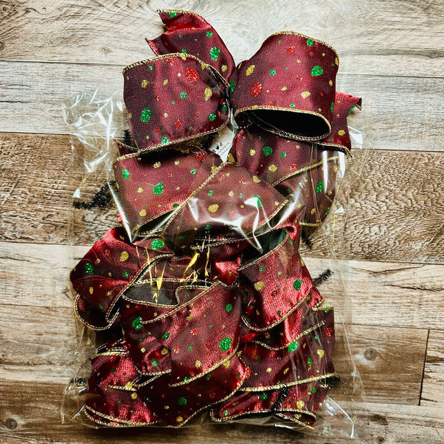 BOW SET-Holiday, Burgundy Dot