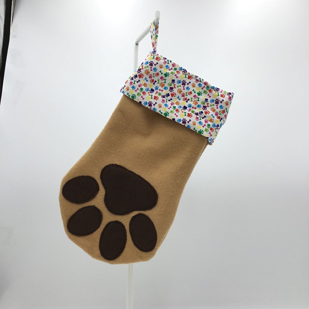 Dog Paw Stocking Tan Multi